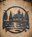 Cottage and forest metal art